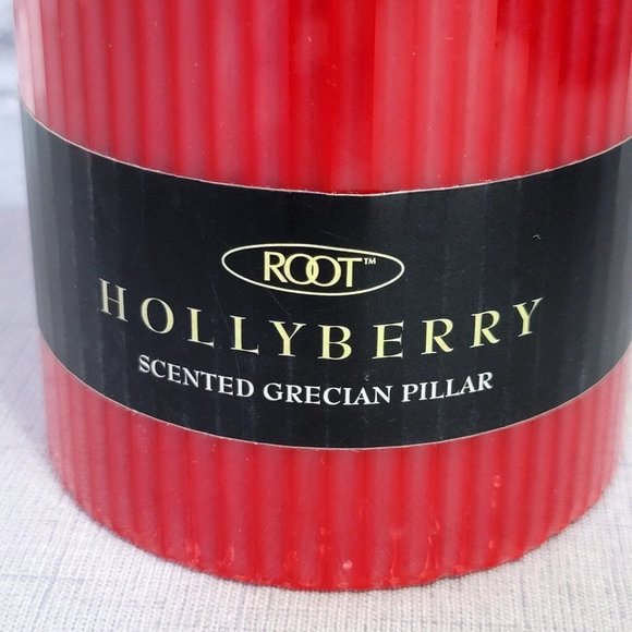 Vintage‎ Root Hollyberry Grecian Red Tall Single Wick Pillar Candle 9” X 4” NEW - Picture 2 of 6